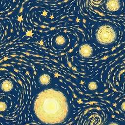 A Starry Night, Space With Stars Doodle free seamless pattern